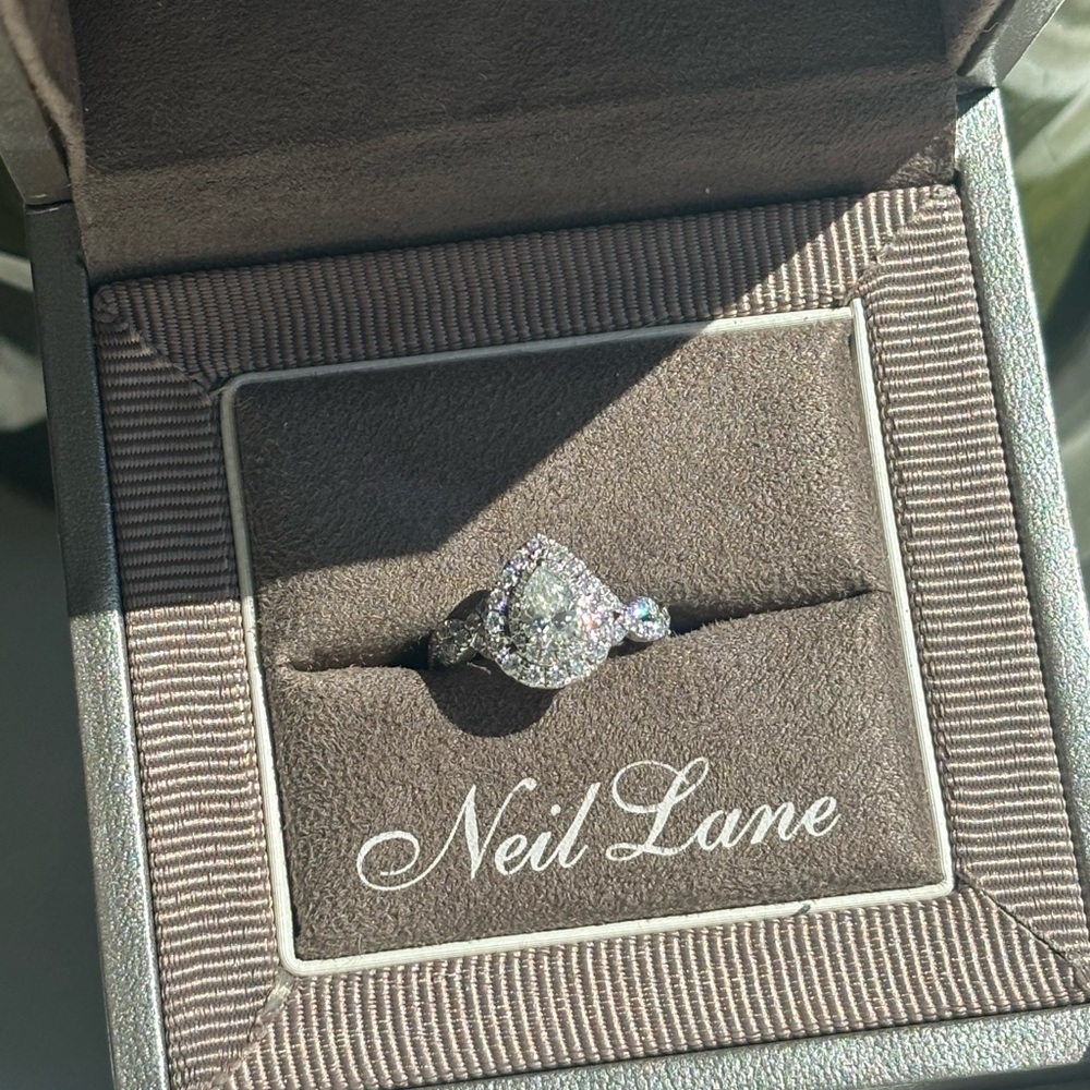 Neil Lane White Pear Halo Diamond Engagement Ring